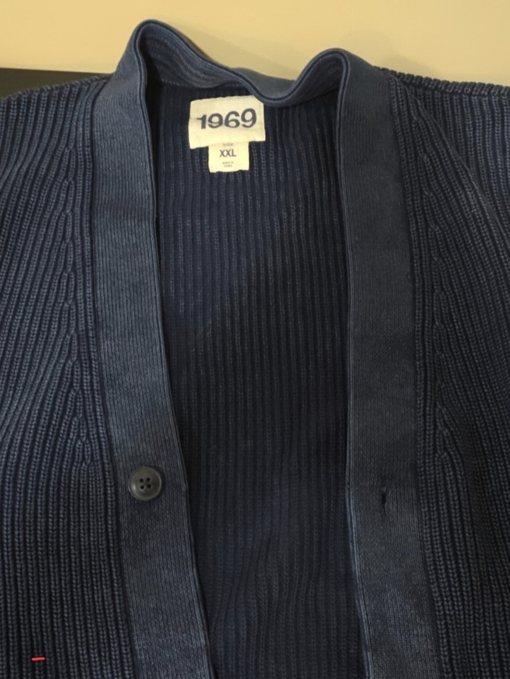 GAP 1969 Men's XXL Heavyweight Ribbed Cotton Cardigan Sweater Navy Blue
